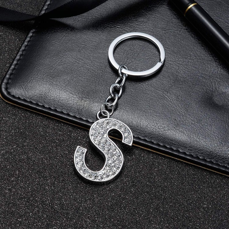 BESPMOSP A-Z Initials Letter Keychain Best Friend Gift Keychains for Women Shiny Crystal Keyring Birthday Gifts (S) - Image 2